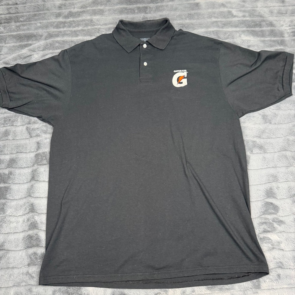 Jerzees Mens XL Black Gatorade Logo SpotShield Short Sleeve Polo Shirt 13808